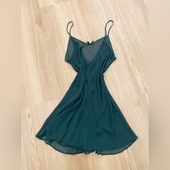Secret Treasures Y2K emerald green sheer slip dress size Medium - Picture 1 of 5